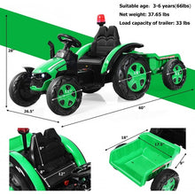 Load image into Gallery viewer, 2 in 1 Electric 12V Kids Ride on Car Tractor w/Remote Control LED Light Horn-GN
