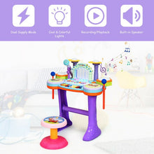 Load image into Gallery viewer, 3 in 1 Kids Piano Keyboard Drum Set with Music Fountain
