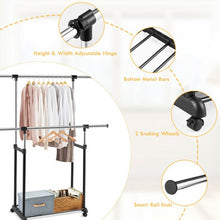 Load image into Gallery viewer, Height Adjustable Extendable Double Rail Clothes Rack
