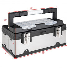 Load image into Gallery viewer, 18" Tool Box Stainless Steel and Plastic Portable Organizer with Lid
