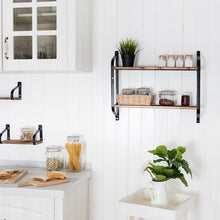 Load image into Gallery viewer, 2-Tier Rustic Wall Mounted Floating Shelf Multi-purpose Storage
