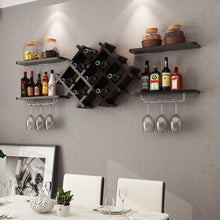 Load image into Gallery viewer, Set of 5 Wall Mount Wine Rack Set with Storage Shelves-Black
