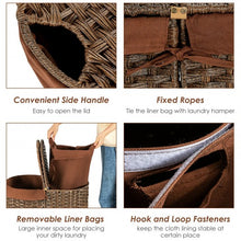 Load image into Gallery viewer, Handwoven Laundry Hamper Basket with 2 Removable Liner Bags-Brown
