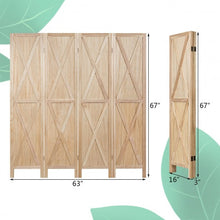 Load image into Gallery viewer, 5.6 Ft 4 Panels Folding Wooden Room Divider-Natural
