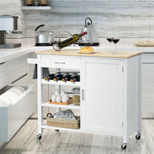 Load image into Gallery viewer, 4-Tier Wood Drawer Kitchen Cart with Storage Shelf and Casters
