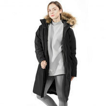Load image into Gallery viewer, Women's Hooded Long Down Coat with Faux-fur Trim-Black-XL
