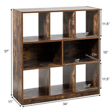 Load image into Gallery viewer, Open Compartments Industrial Freestanding Bookshelf-Brown
