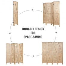 Load image into Gallery viewer, 5.6 Ft 4 Panels Folding Wooden Room Divider-Natural
