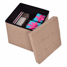 Load image into Gallery viewer, Cube Folding Ottoman Storage Seat - Beige
