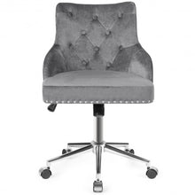 Load image into Gallery viewer, Tufted Upholstered Swivel Computer Desk Chair with Nailed Tri-Gray
