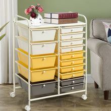 Load image into Gallery viewer, 15-Drawer Storage Rolling Organizer Cart-Yellow
