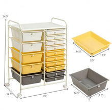 Load image into Gallery viewer, 15-Drawer Storage Rolling Organizer Cart-Yellow
