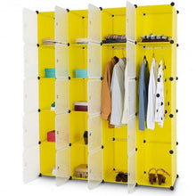 Load image into Gallery viewer, DIY Cube Portable Closet Wardrobe Storage Cabinet with Doors-Yellow
