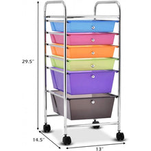 Load image into Gallery viewer, 6 Drawers Rolling Storage Cart Organizer-Transparent Multicolor
