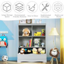 Load image into Gallery viewer, 3-Tier Children's Multi-Functional Bookcase Toy Storage Bin Floor Cabinet-Gray
