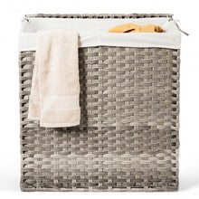 Load image into Gallery viewer, Laundry Hamper Hand-Woven Synthetic Rattan Laundry Basket-Gray
