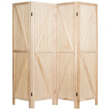 Load image into Gallery viewer, 4 Panels Folding Wooden Room Divider-Natural
