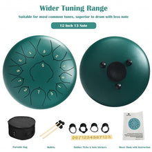 Load image into Gallery viewer, Steel Tongue Handpan Drum 13 Notes 12�-Green
