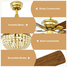 Load image into Gallery viewer, 52" Retro Ceiling Fan Light with Reversible Blades Remote Control-Golden
