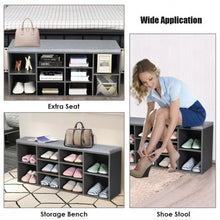 Load image into Gallery viewer, 10-Cube Organizer  Entryway Padded Shoe Storage Bench-Gray
