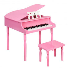 Load image into Gallery viewer, 30-Key Wood Toy Kids Grand Piano with Bench &amp; Music Rack-Pink
