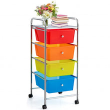 Load image into Gallery viewer, 4-Drawer Cart Storage Bin Organizer Rolling with Plastic Drawers-Multicolor
