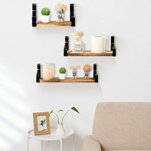 Load image into Gallery viewer, Rustic Wood Wall-Mounted Floating Shelves Set of 3

