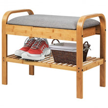 Load image into Gallery viewer, Shoe Rack Bench Bamboo with Storage Shelf -Natural
