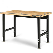Load image into Gallery viewer, 48" Adjustable Height Bamboo Steel Frame Workbench
