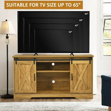 Load image into Gallery viewer, 59" TV Stand with Adjustable Shelf and Sliding Barn Door Cabinet-Golden
