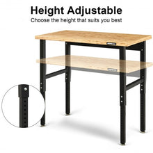 Load image into Gallery viewer, 48" Adjustable Height Bamboo Steel Frame Workbench
