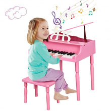 Load image into Gallery viewer, 30-Key Wood Toy Kids Grand Piano with Bench &amp; Music Rack-Pink
