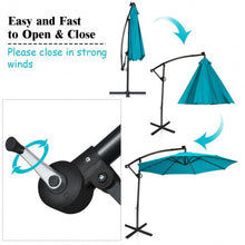 Load image into Gallery viewer, 10FT 360 Rotation Solar Powered LED Patio Offset Umbrella-Turquoise
