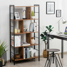 Load image into Gallery viewer, 4-Tier Industrial Bookshelf Floor Standing Storage Rack Large Storage
