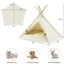 Load image into Gallery viewer, Indoor Pet Teepee Dog Puppy Cat Bed Portable Canvas Tent and House with Cushion
