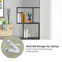 Load image into Gallery viewer, 3-tier S-Shaped Bookcase Free Standing Storage Rack Wooden
