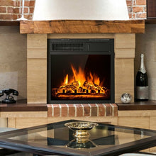 Load image into Gallery viewer, 18" Electric Fireplace Insert Freestanding and Recessed Heater Log Flame Remote
