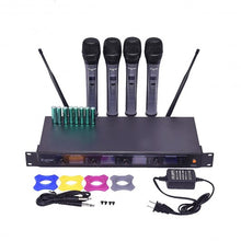 Load image into Gallery viewer, Professional 4 Channel VHF Handheld Wireless Microphone System
