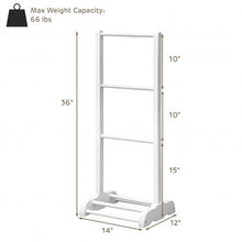 Load image into Gallery viewer, 3-Bar Acacia Wood Freestanding Bathroom Towel Rack  w/Bottom Storage Shelf-White
