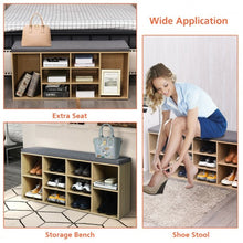 Load image into Gallery viewer, 10-Cube Organizer  Entryway Padded Shoe Storage Bench-Beige
