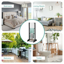 Load image into Gallery viewer, 3-Bar Acacia Wood Freestanding Bathroom Towel Rack  w/Bottom Storage Shelf-Black
