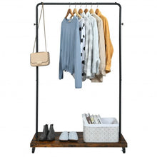 Load image into Gallery viewer, Industrial Pipe Style Rolling Garment Rack on Wheels
