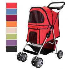 Load image into Gallery viewer, Large Deluxe Folding 4 Wheels Pet Dog Cat Carrier Stroller 8 Colors Choice Rose
