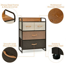 Load image into Gallery viewer, 4-Drawer Tower Steel Frame Wooden Top Dresser Storage with 3-Tier Organizer

