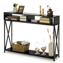 Load image into Gallery viewer, Console Table with Open Shelf and Storage Compartments Steel Frame-Black
