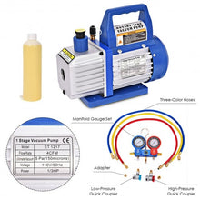 Load image into Gallery viewer, 4CFM 1/3HP Air Vacuum Pump HVAC Refrigeration Kit AC Manifold Gauge Set R134
