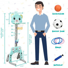 Load image into Gallery viewer, Adjustable Kids 3-in-1 Basketball Hoop Set Stand with Balls
