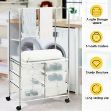 Load image into Gallery viewer, 6 Drawer Rolling Storage Cart with Hanging Bar -Clear
