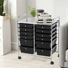 Load image into Gallery viewer, 12 Drawers Rolling Cart Storage Scrapbook Paper Organizer Bins-Black
