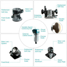 Load image into Gallery viewer, 1.25HP Palm Router Electric Trimmer Kit Variable Woodworking Tool
